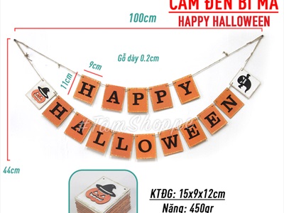 Dây banner chữ Halloween bằng gỗ handmade nhiều kiểu BANER-HLW-01